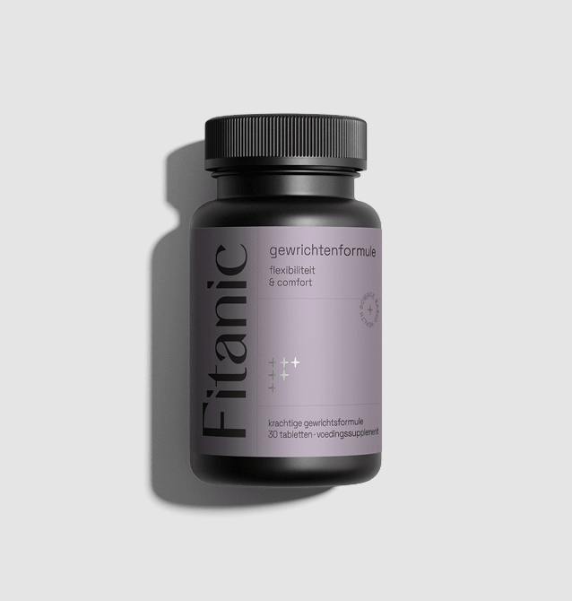 Fitamic gewrichtenformule supplement bottle with purple label for joint flexibility and comfort
