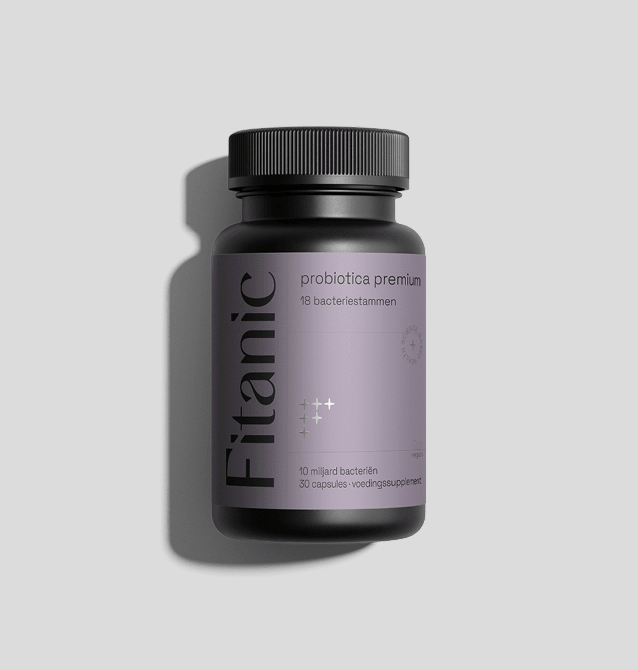 Fitanic Probiotica Premium supplement met 18 bacteriestammen en 10 miljard bacteriën per capsule voor darmgezondheid